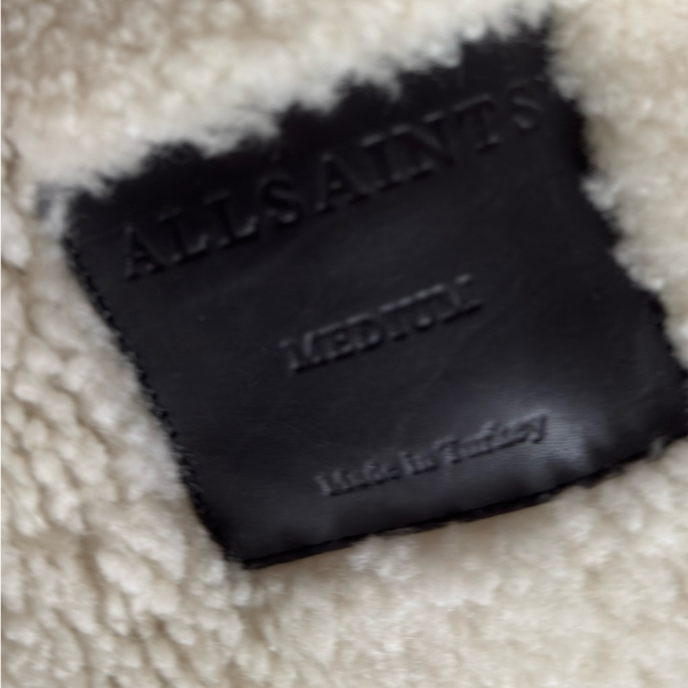ALLSAINTS PRIYA SHEARLING JACKET TAUPE/ CHALK WHITE MEDIUM - Picture 12 of 16